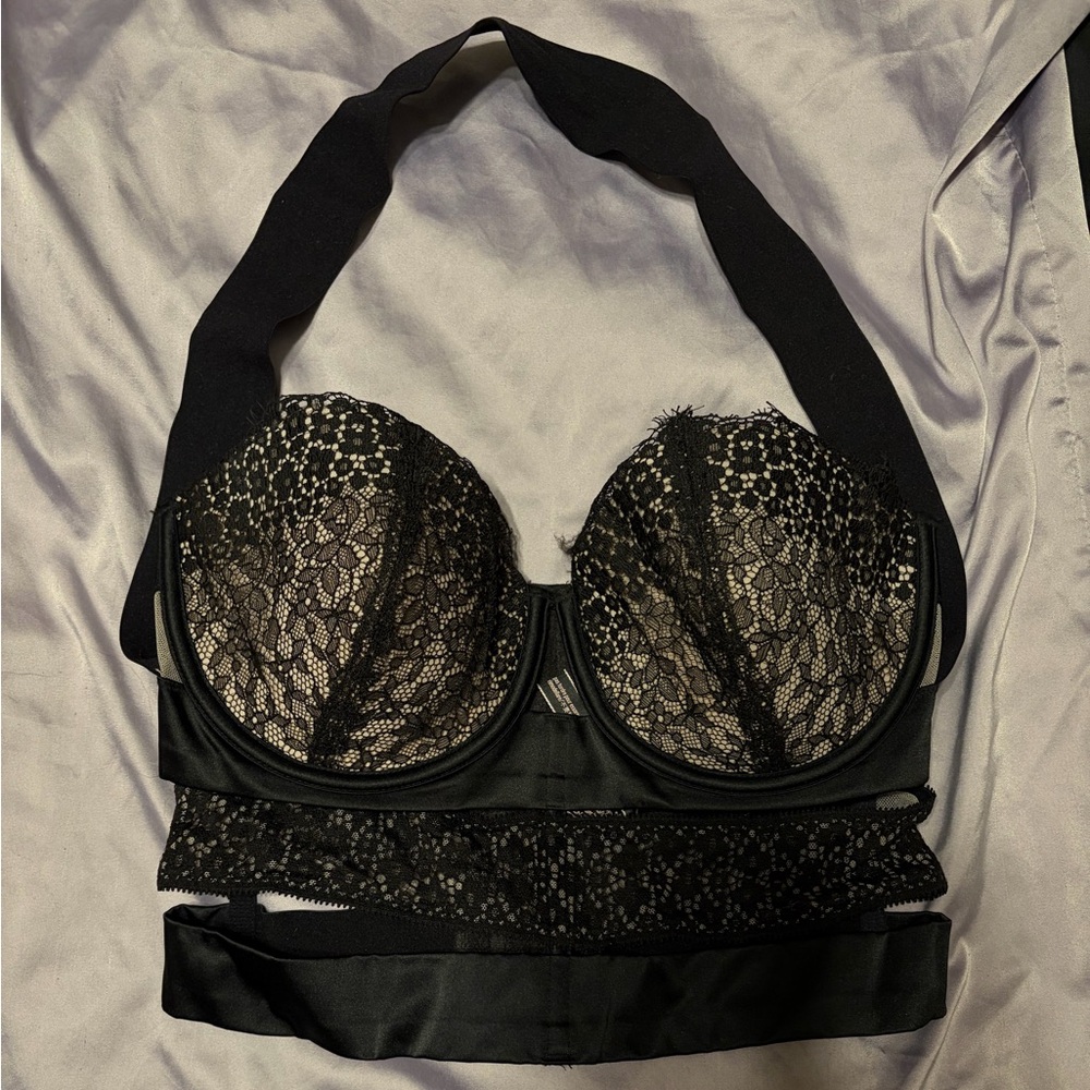 Lace banded halter top